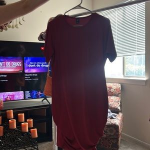 SHEIN split maroon dress